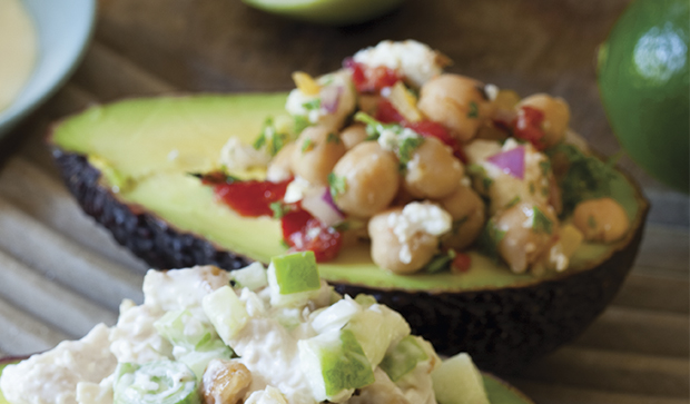 Avocado with Moroccan chickpea salad